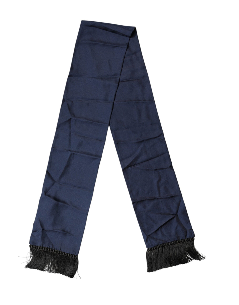 Navy Blue Silk Fringes Neck Foulard Scarf mens luxury fashion - Mens Edit