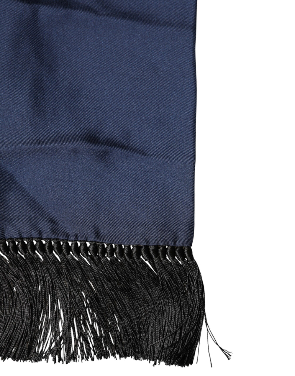 Dolce & Gabbana 100% Silk Fringed Neck Scarf in Navy