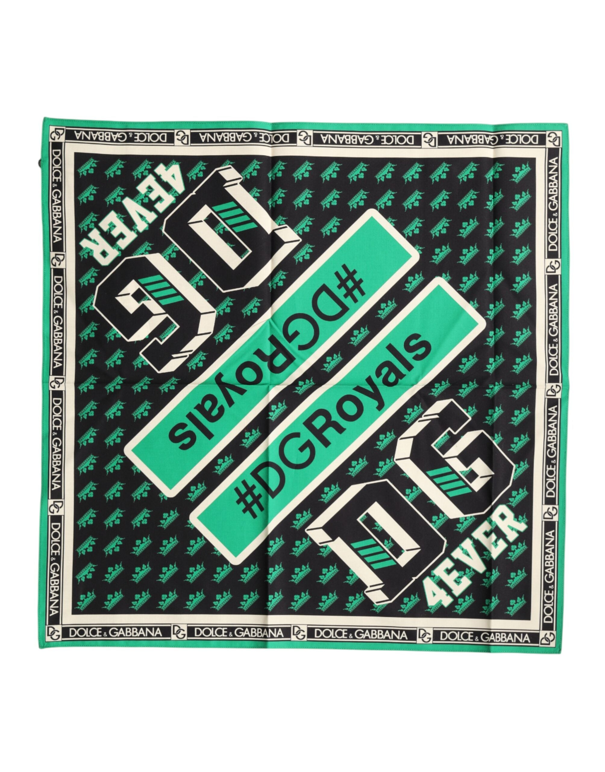 Dolce & Gabbana 100% Cotton #DGRoyals Multicolour Square Foulard 50.5 x 50 cm
