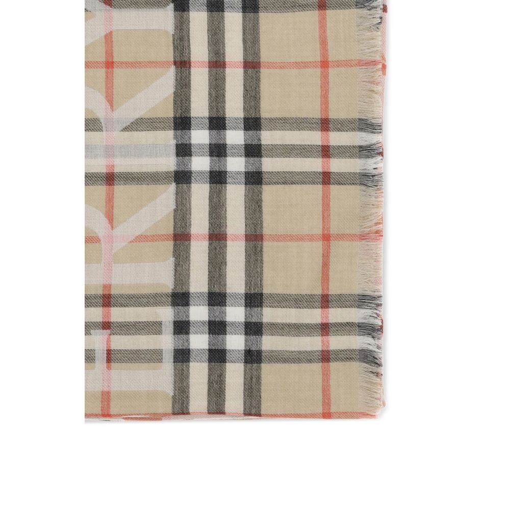 Burberry Wool and Silk Scarf in Beige