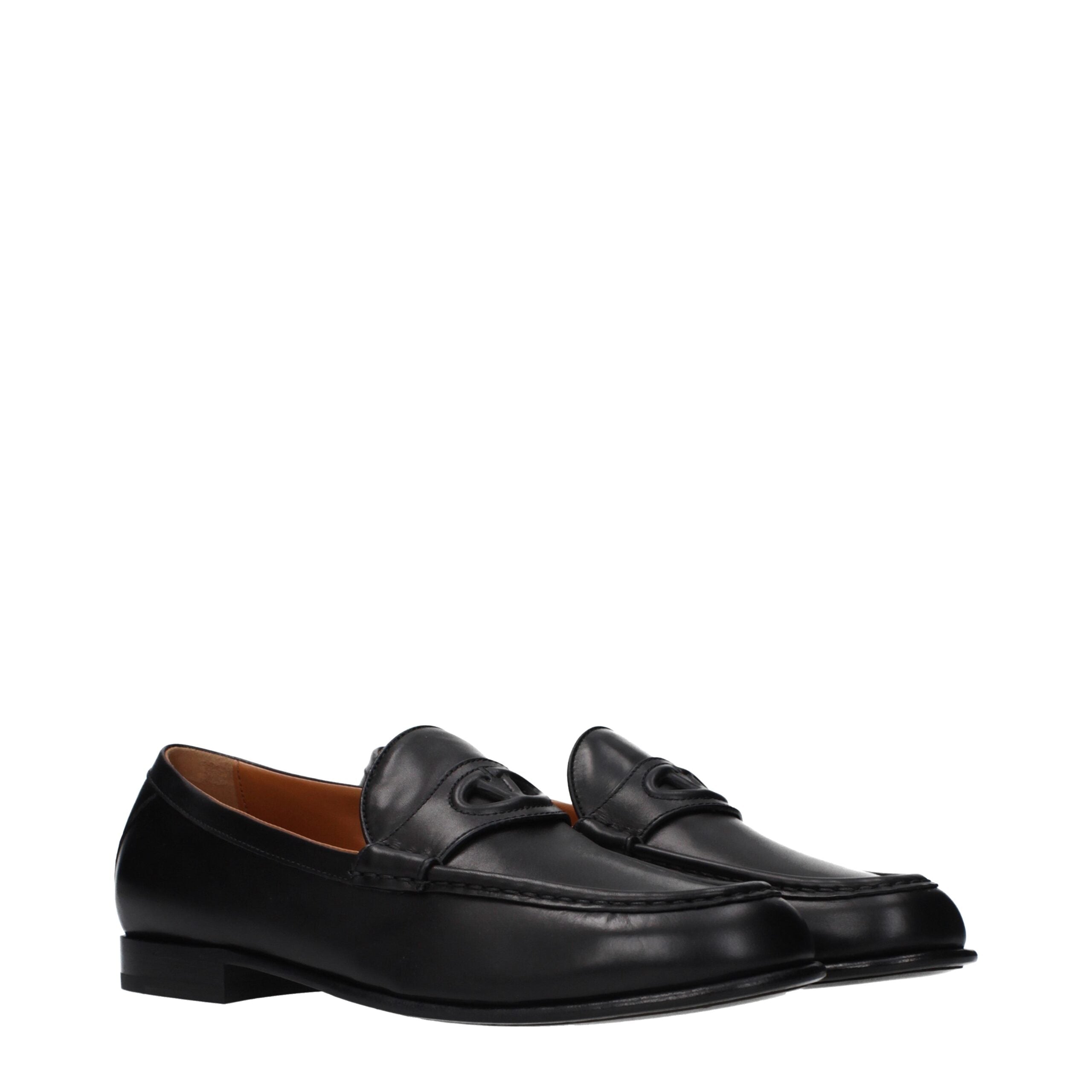Valentino Garavani Δερμάτινα Slip-On Loafers σε Μαύρο