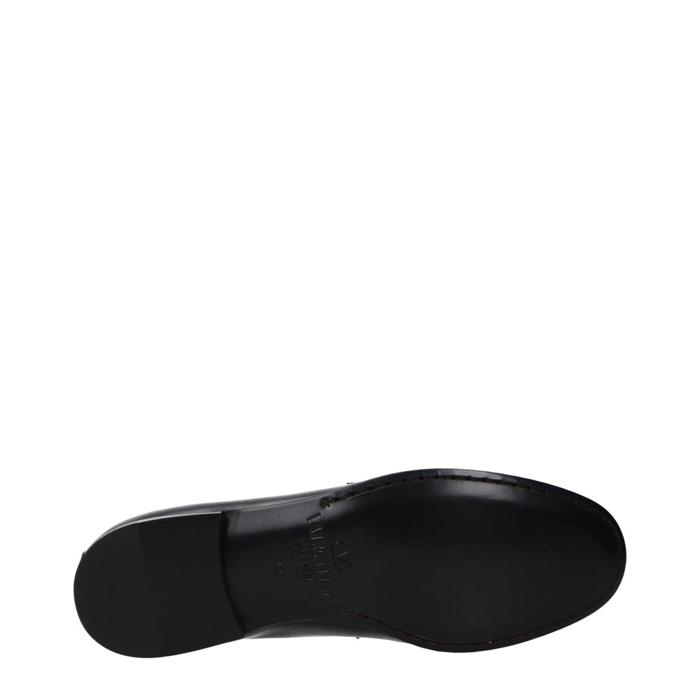 Valentino Garavani Leather Slip-On Loafers in Black