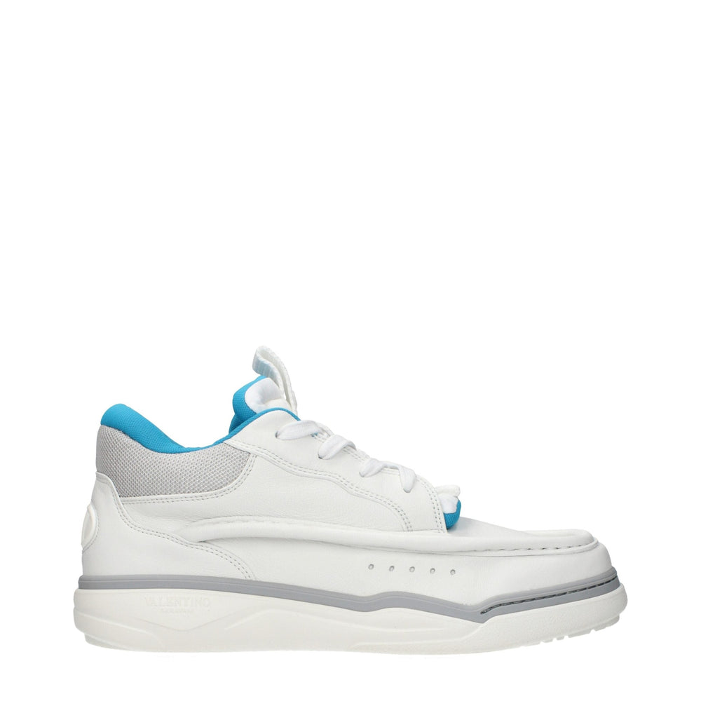 Valentino Garavani Blue Leather Low Top Sneakers Logo mens luxury fashion - Mens Edit