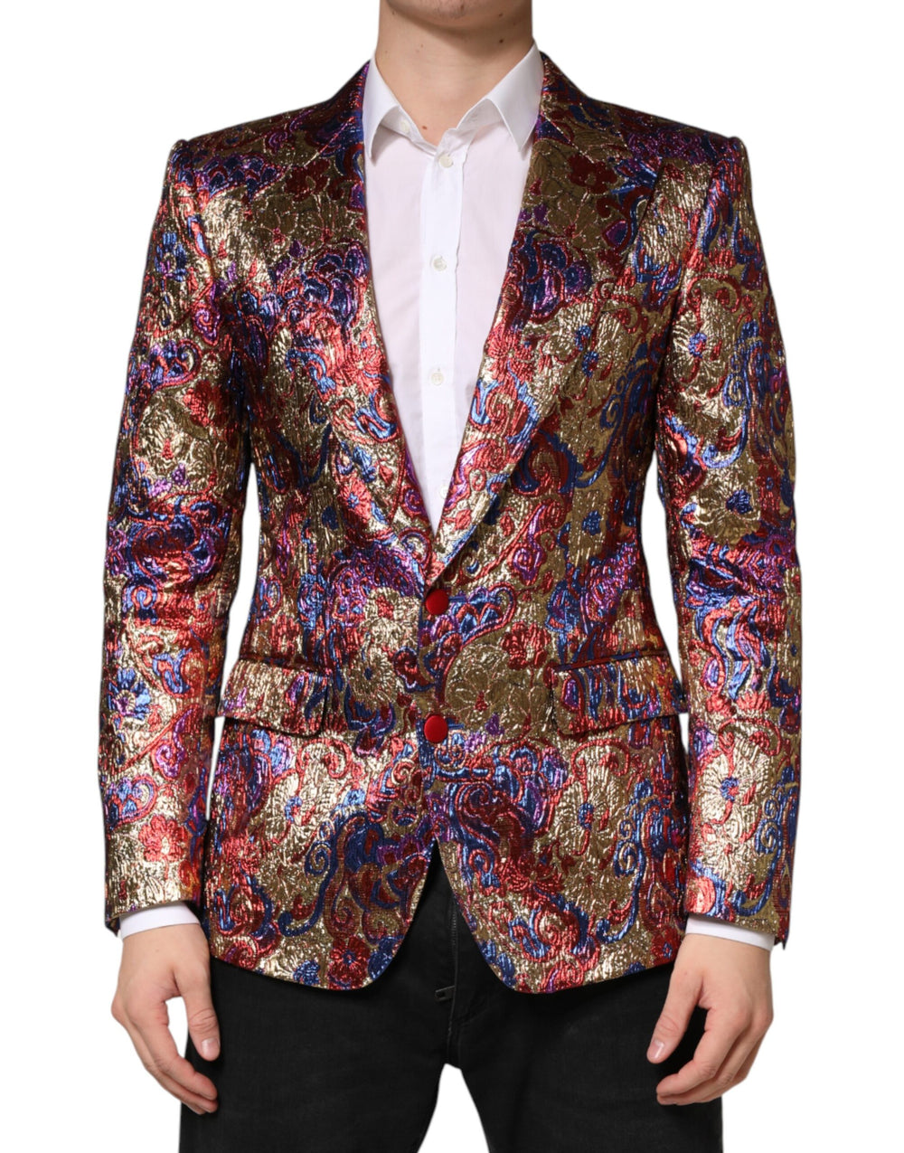 Dolce & Gabbana Multicolor Jacquard Single-Breasted Blazer