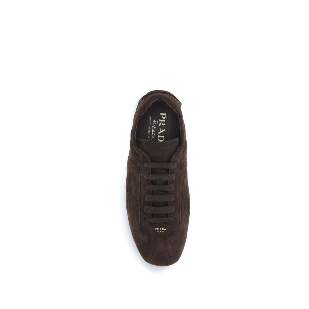 Prada Calf Leather Handcrafted Sneakers in Brown