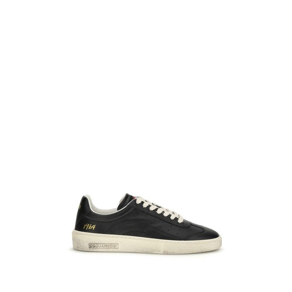 Dsquared² Black Calf Leather Bos Taurus Low-Top Sneakers mens luxury fashion - Mens Edit