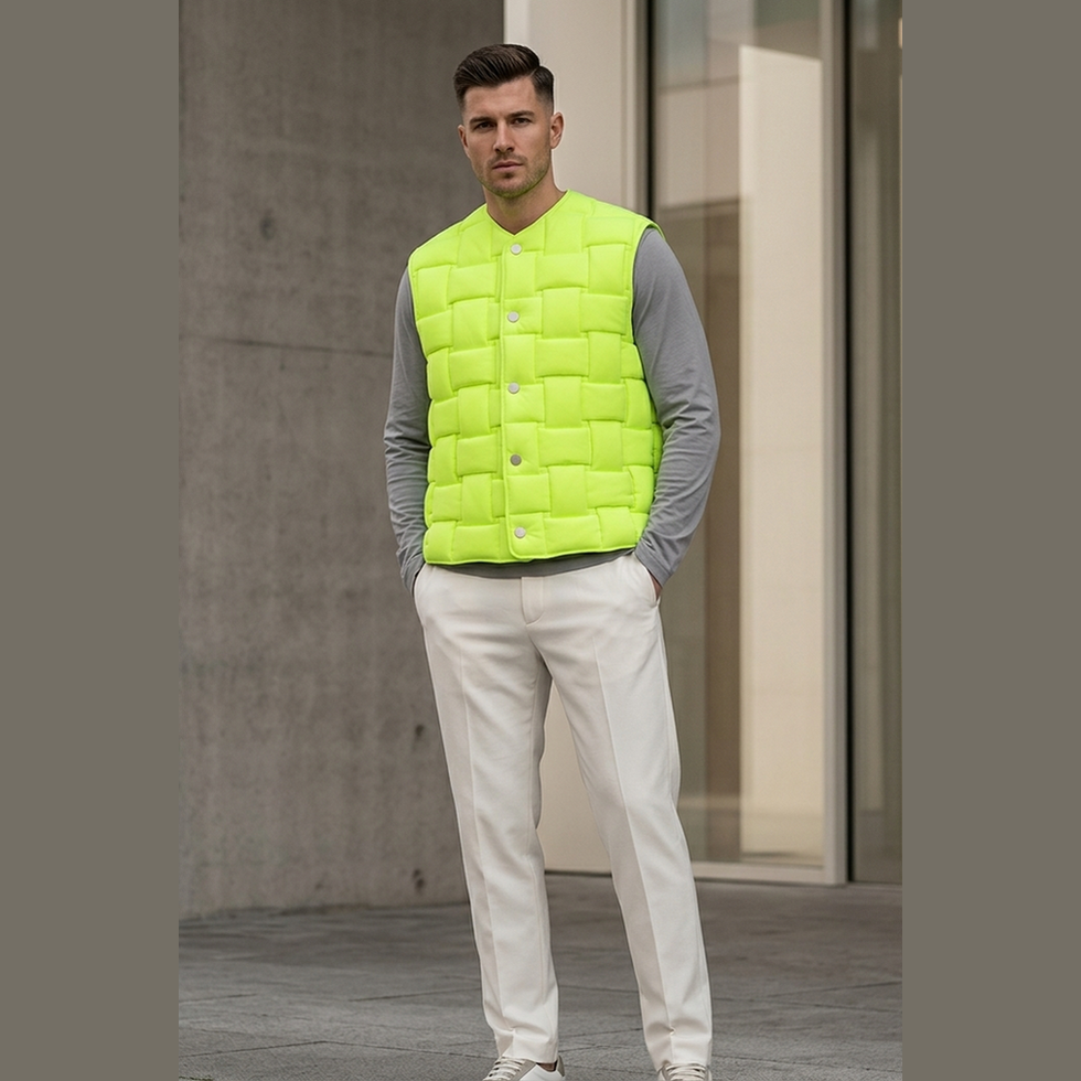 Bottega Veneta Αμάνικο Padded Jacket από Πολυαμίδιο σε Bicolor