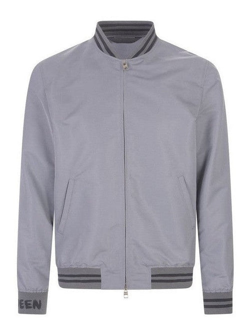 Alexander McQueen Gray Polyester Bomber mens luxury fashion - MENS EDIT