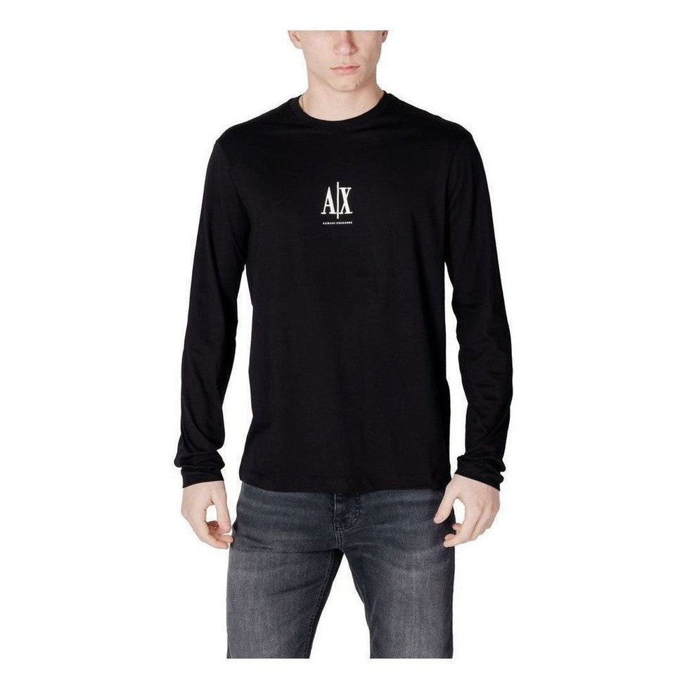 Armani Exchange Black Cotton Long Sleeve T-Shirt mens luxury fashion - Mens Edit