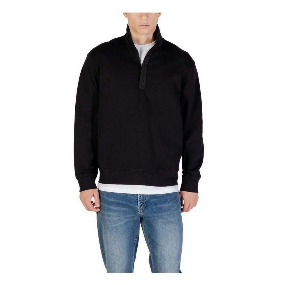 Armani Exchange Black Cotton Sweatshirt mens luxury fashion - Mens Edit
