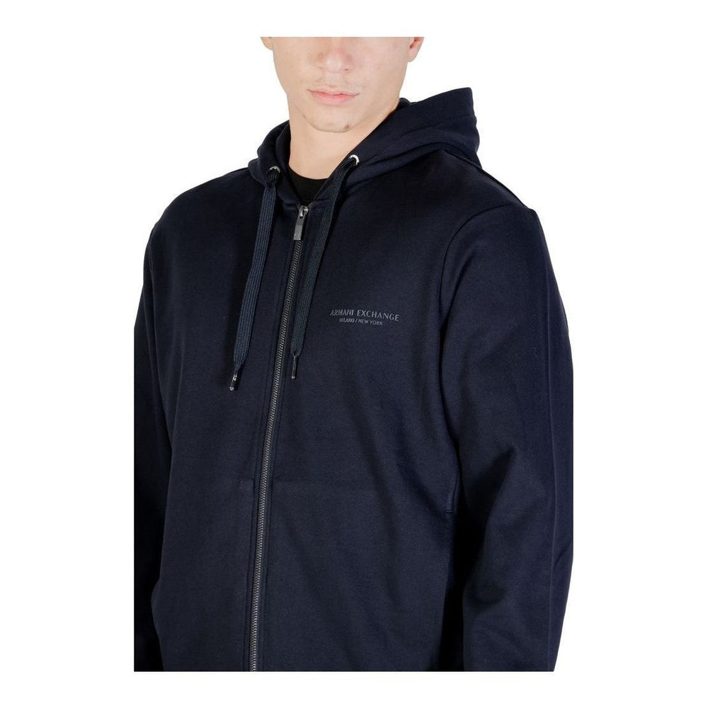 Armani Exchange Blue Cotton Hoodie mens luxury fashion - Mens Edit