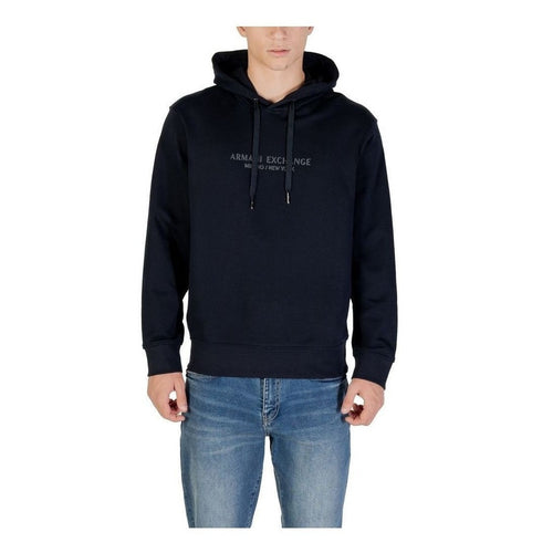 Armani Exchange Blue Cotton Hoodie mens luxury fashion - Mens Edit
