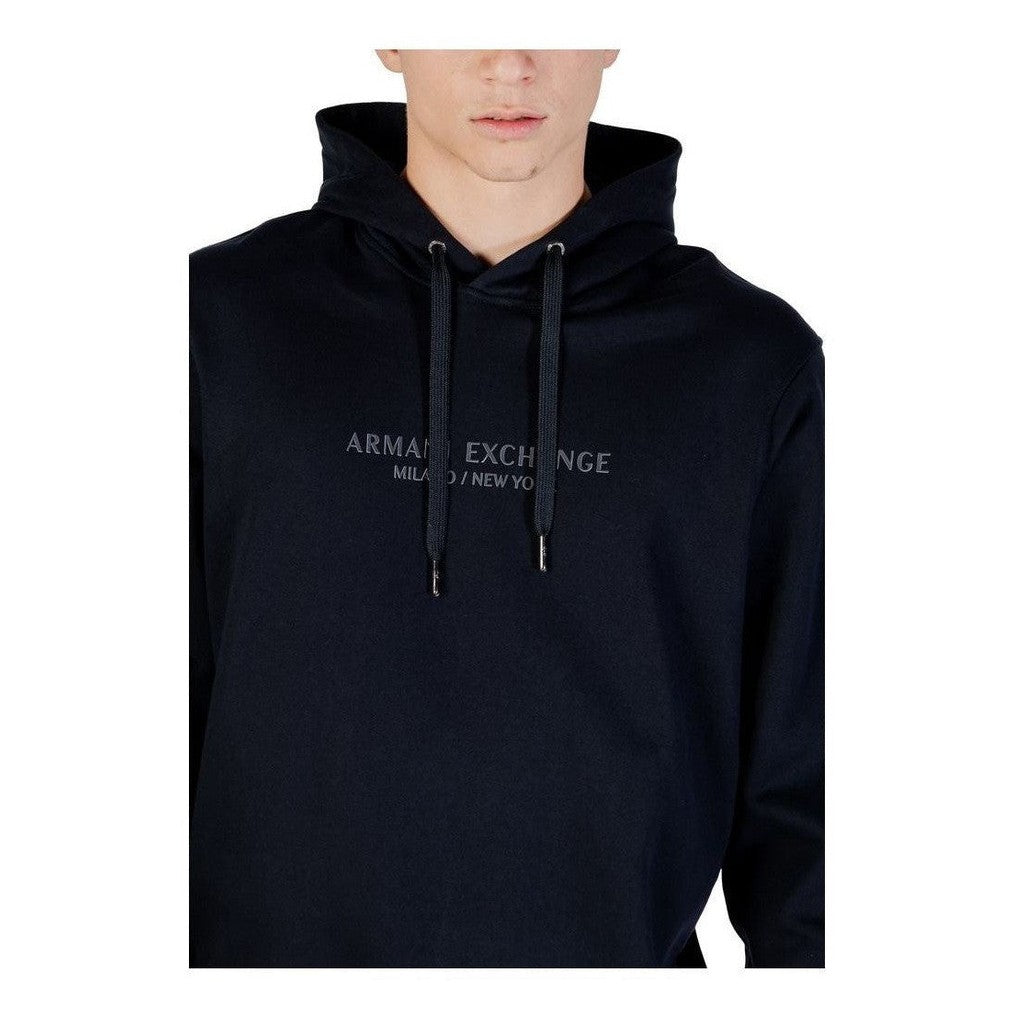 Armani Exchange Blue Cotton Hoodie mens luxury fashion - Mens Edit