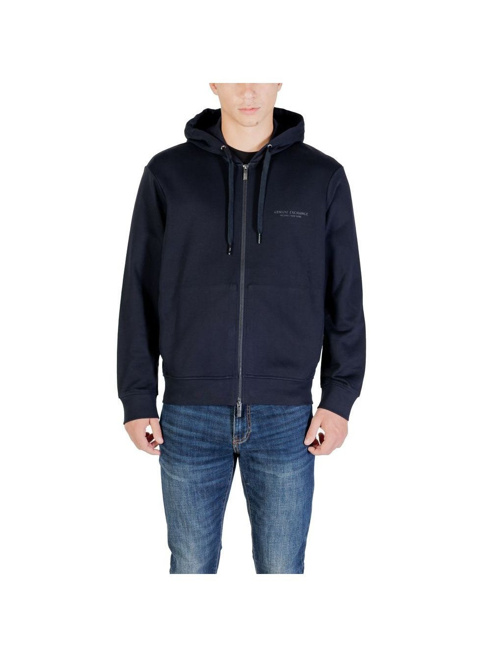 Armani Exchange Blue Cotton Hoodie mens luxury fashion - Mens Edit
