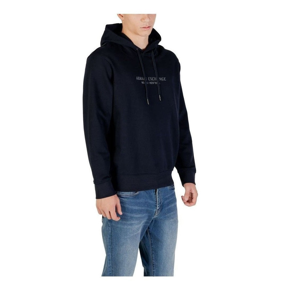 Armani Exchange Blue Cotton Hoodie mens luxury fashion - Mens Edit