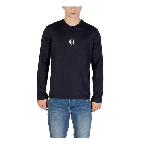 Armani Exchange Blue Cotton Long Sleeve T-Shirt mens luxury fashion - Mens Edit