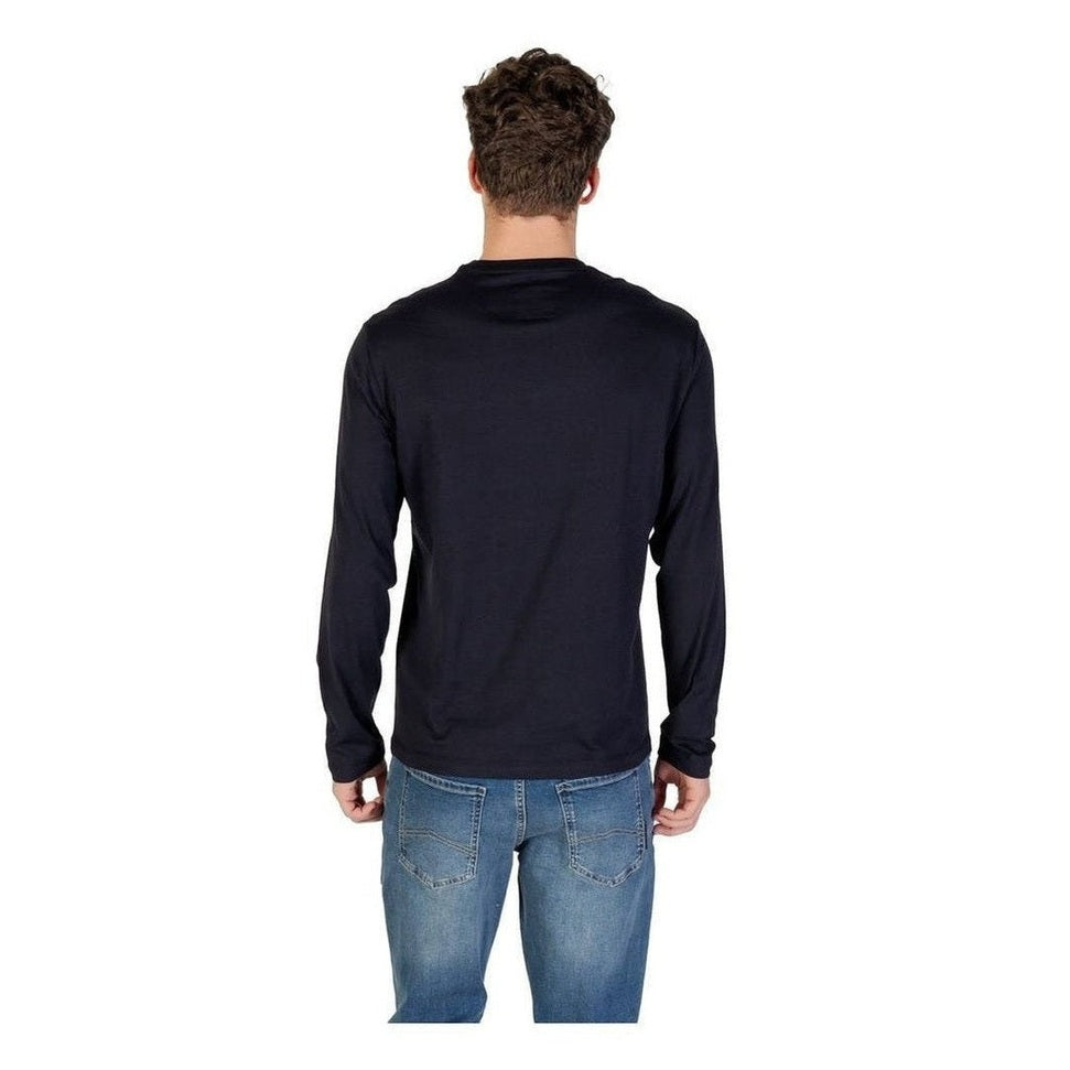 Armani Exchange Blue Cotton Long Sleeve T-Shirt mens luxury fashion - Mens Edit