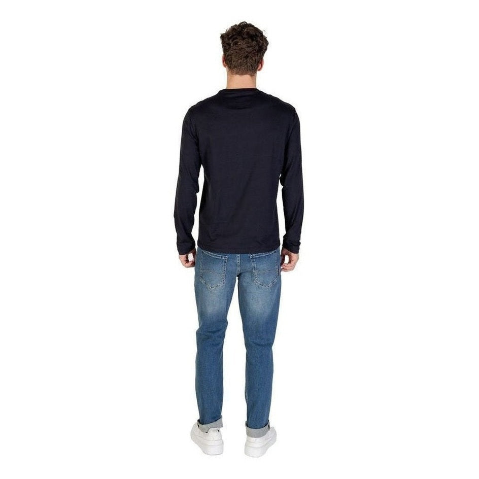 Armani Exchange Blue Cotton Long Sleeve T-Shirt mens luxury fashion - Mens Edit