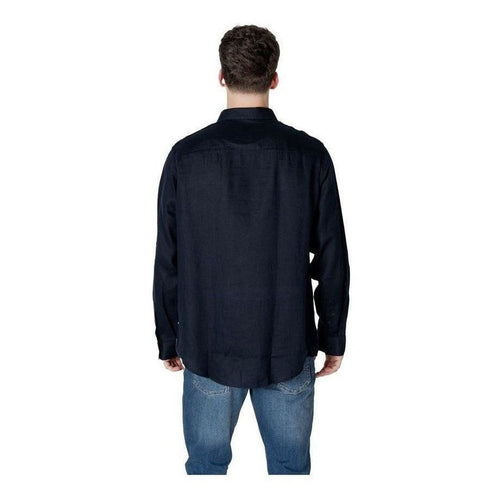 Armani Exchange Blue Linen Dress Shirt mens luxury fashion - Mens Edit