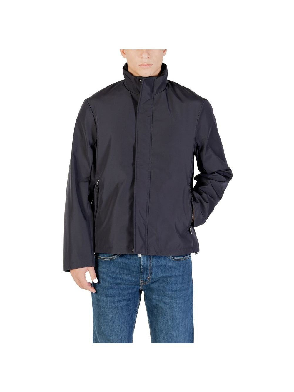 Armani Exchange Blue Polyester Full - Length Jacket mens luxury fashion - Mens Edit