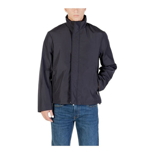 Armani Exchange Blue Polyester Full - Length Jacket mens luxury fashion - Mens Edit
