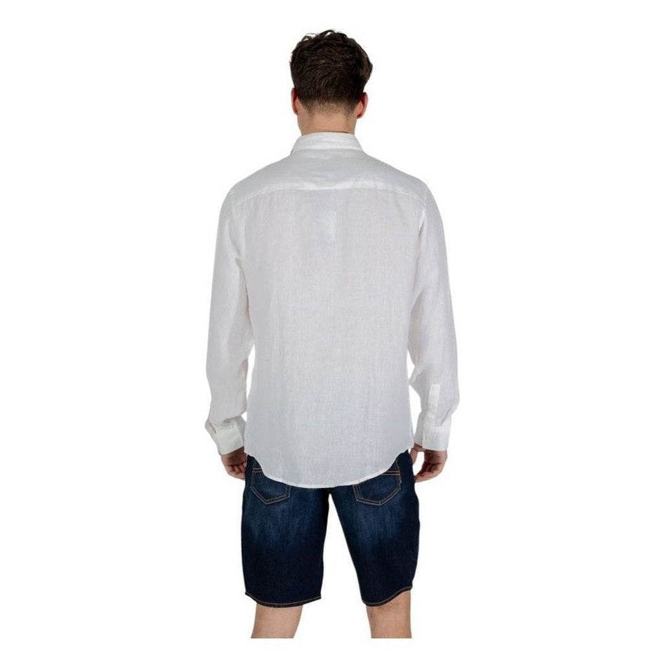 Armani Exchange White Linen Dress Shirt mens luxury fashion - Mens Edit