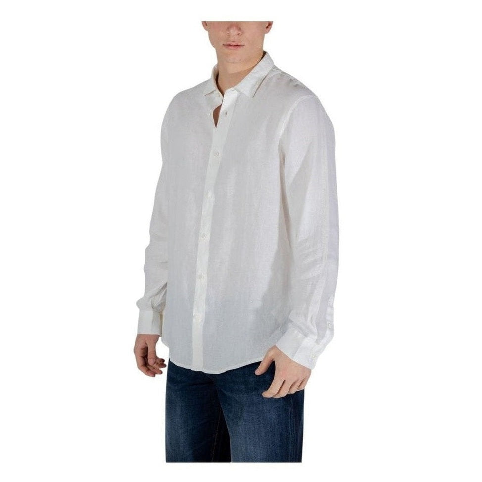 Armani Exchange White Linen Dress Shirt mens luxury fashion - Mens Edit