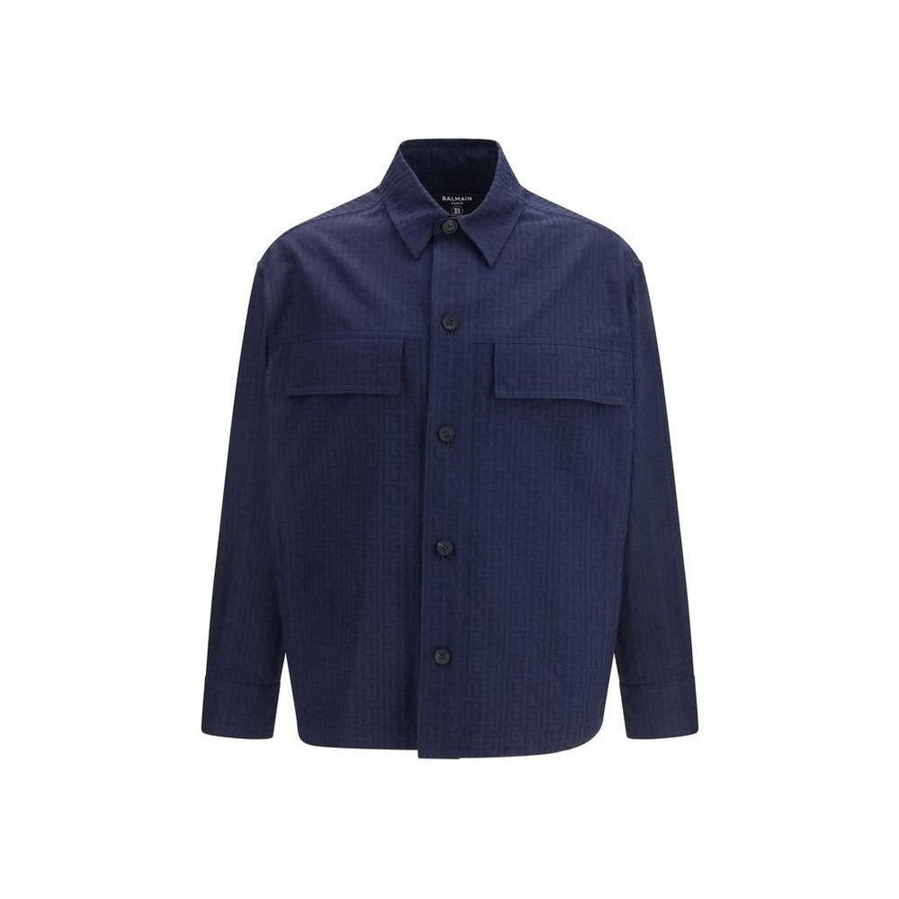 Balmain Blue Cotton Coat mens luxury fashion - Mens Edit