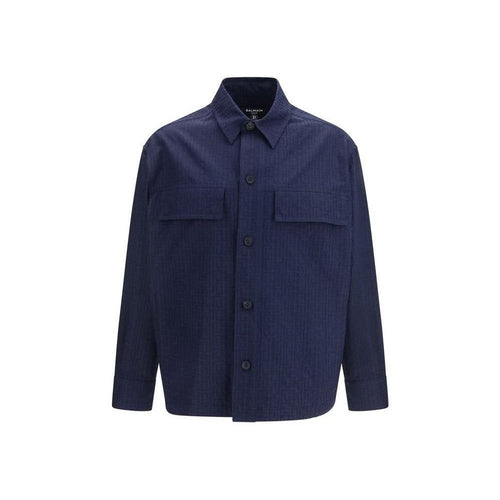 Balmain Blue Cotton Coat mens luxury fashion - Mens Edit