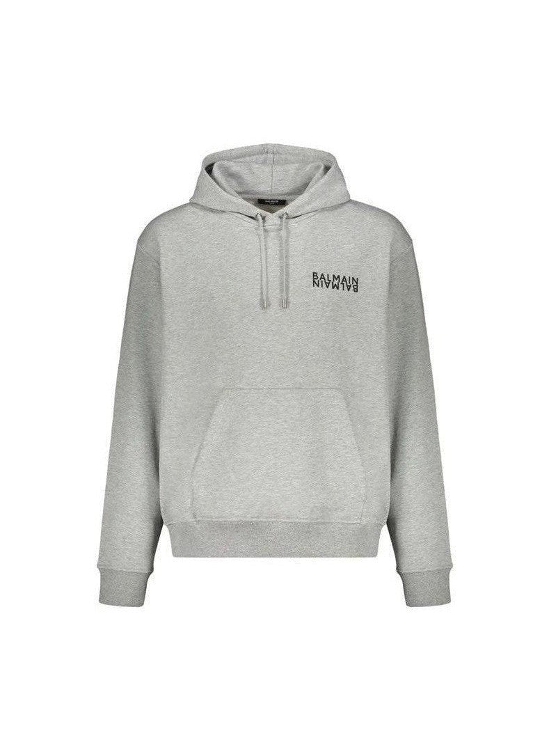 Balmain Gray Cotton Hoodie mens luxury fashion - Mens Edit