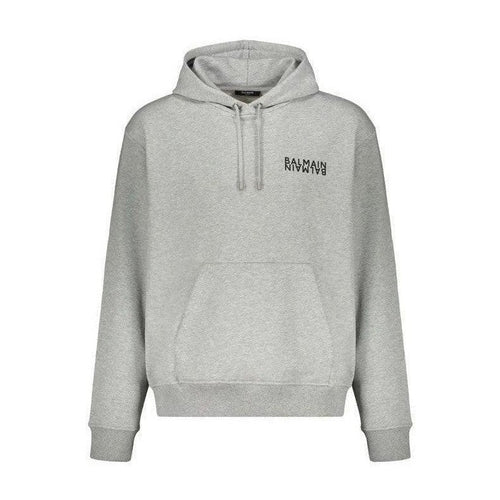 Balmain Gray Cotton Hoodie mens luxury fashion - Mens Edit