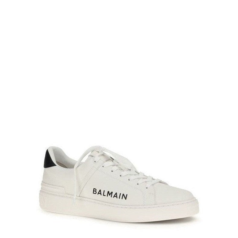 Balmain White Calf Leather Bos Taurus Low Top Sneakers mens luxury fashion - Mens Edit