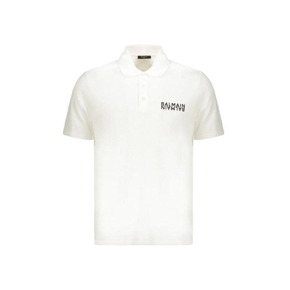 Balmain White Cotton Polo Shirt mens luxury fashion - Mens Edit