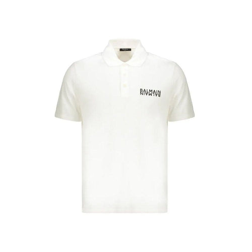 Balmain White Cotton Polo Shirt mens luxury fashion - Mens Edit