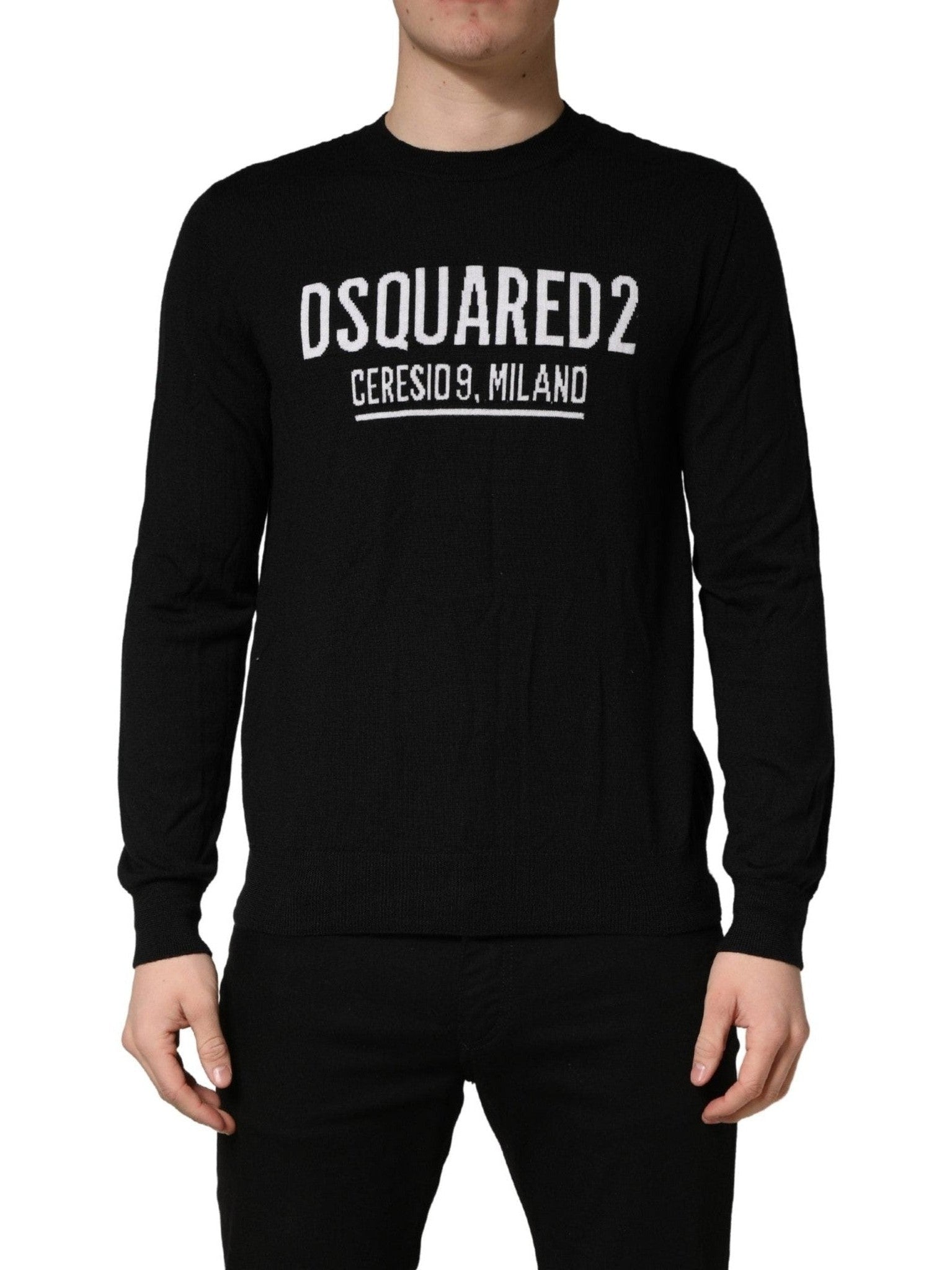 Dsquared² Black Logo Knitted Crew Neck Men Pullover Sweater mens luxury fashion - Mens Edit