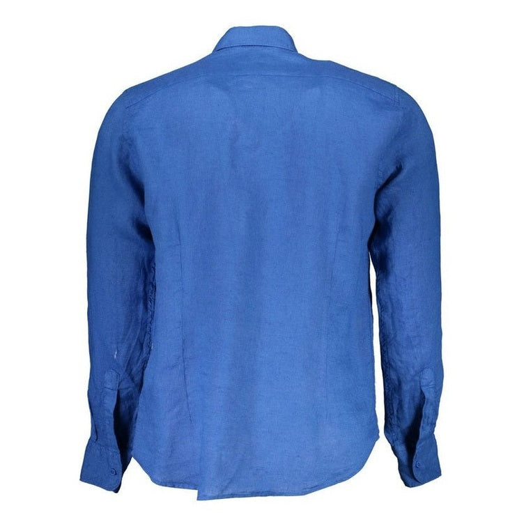 La Martina Blu Linen Men Shirt mens luxury fashion - MENS EDIT