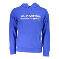 La Martina Blue Cotton Men Hooded Sweatshirt Classic Fit Casual Everyday Wear mens luxury fashion - MENS EDIT