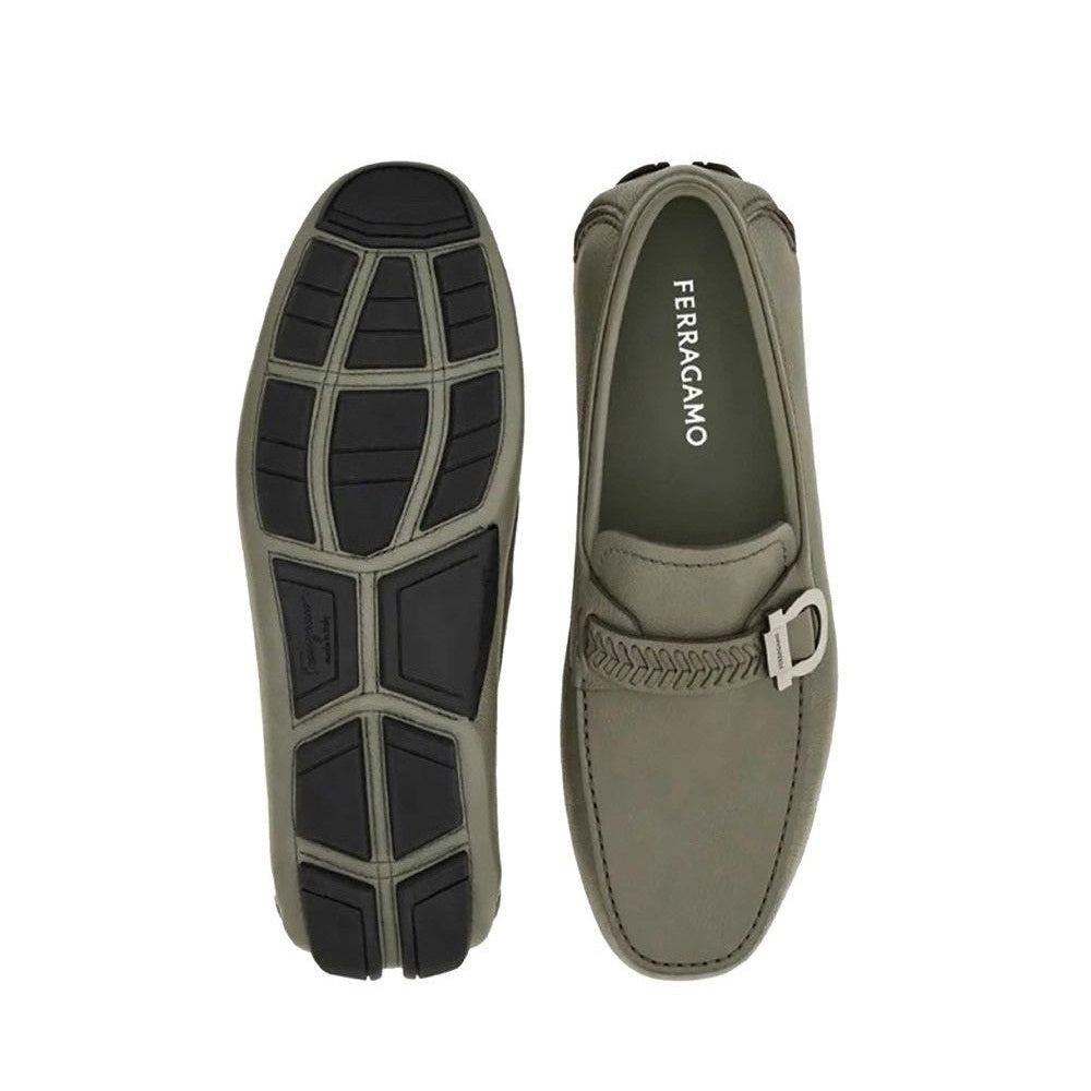 Salvatore Ferragamo Gray Calfskin Slip - On Loafers mens luxury fashion - Mens Edit
