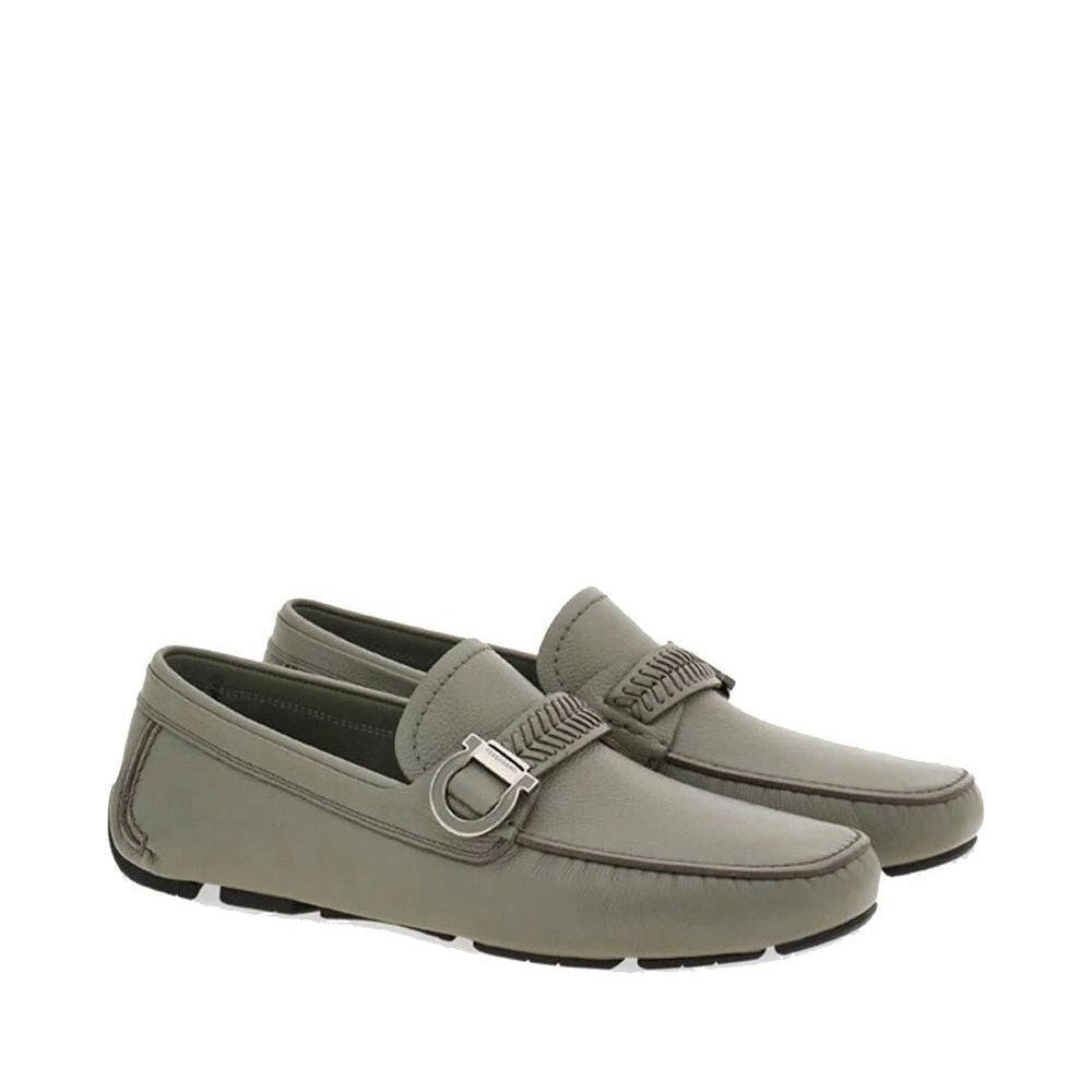 Salvatore Ferragamo Gray Calfskin Slip - On Loafers mens luxury fashion - Mens Edit