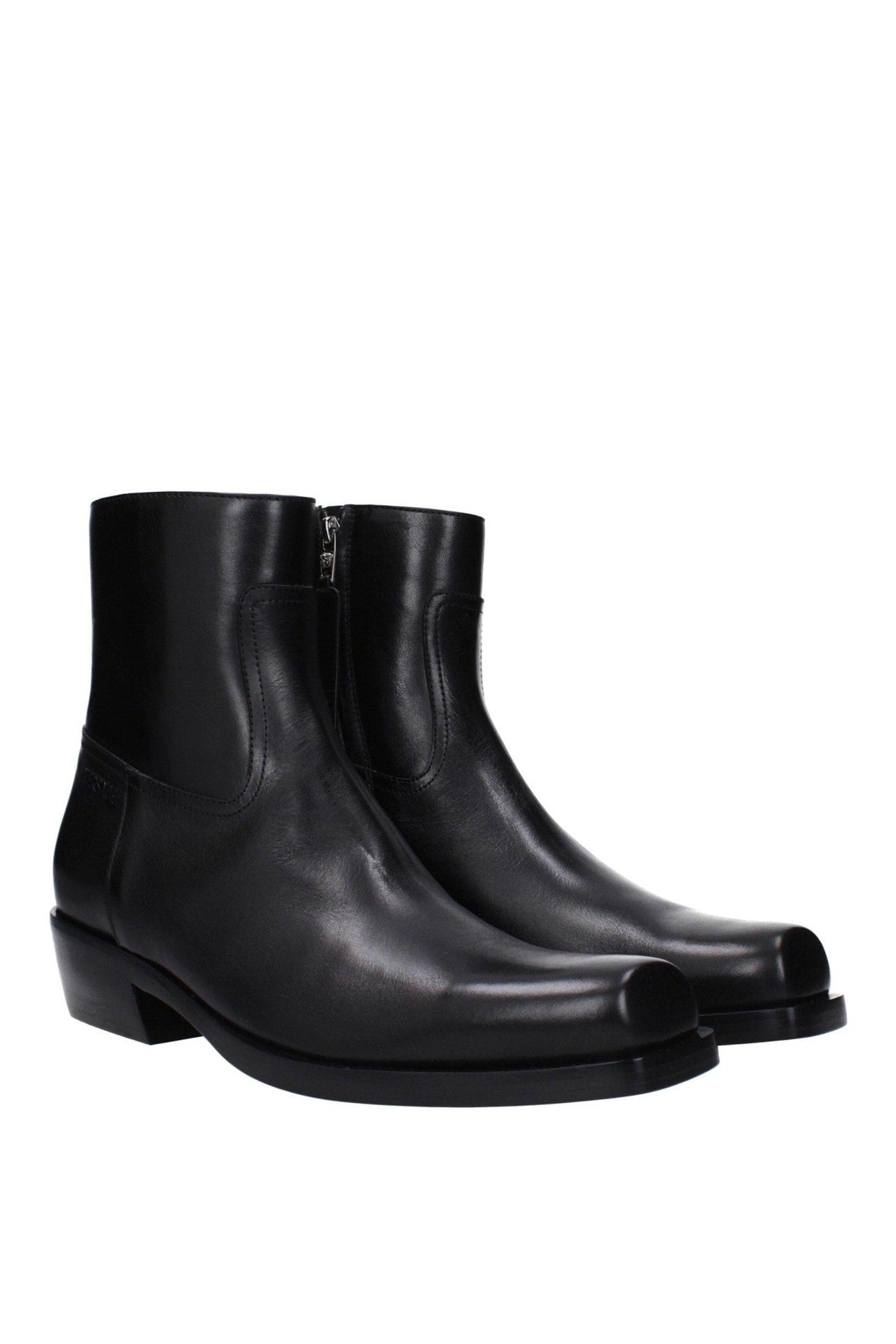 Versace Black Leather Ankle Boots mens luxury fashion - MENS EDIT