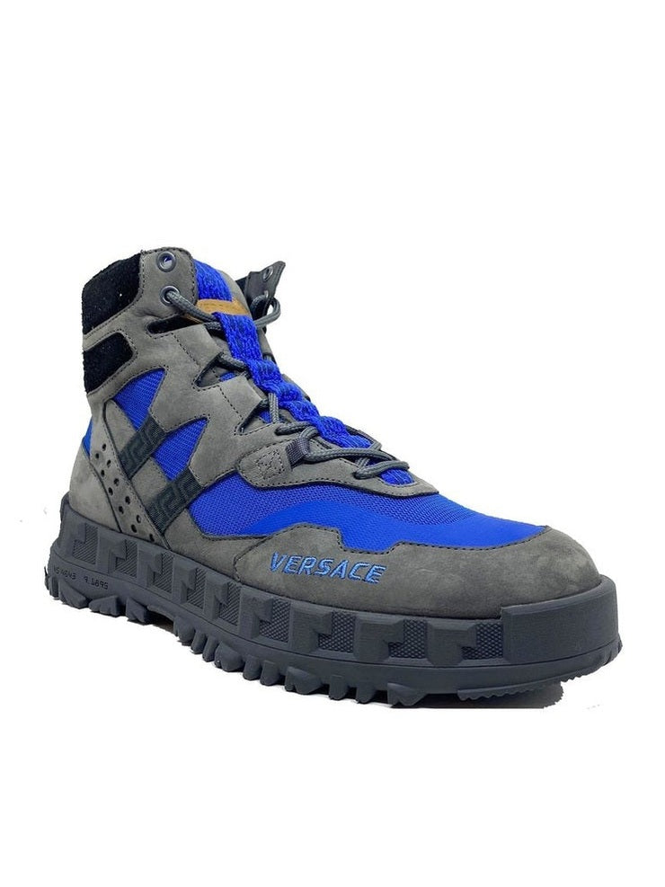 Versace Gray Leather Lace - Up Boots mens luxury fashion - MENS EDIT