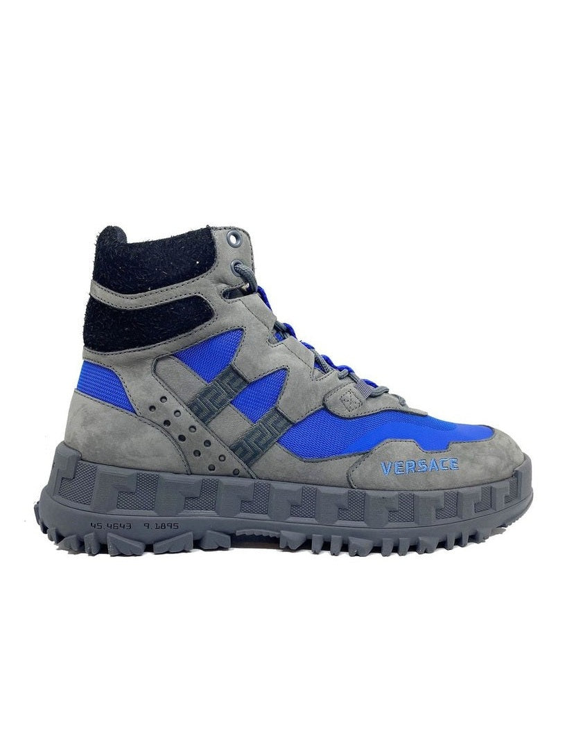 Versace Gray Leather Lace - Up Boots mens luxury fashion - MENS EDIT