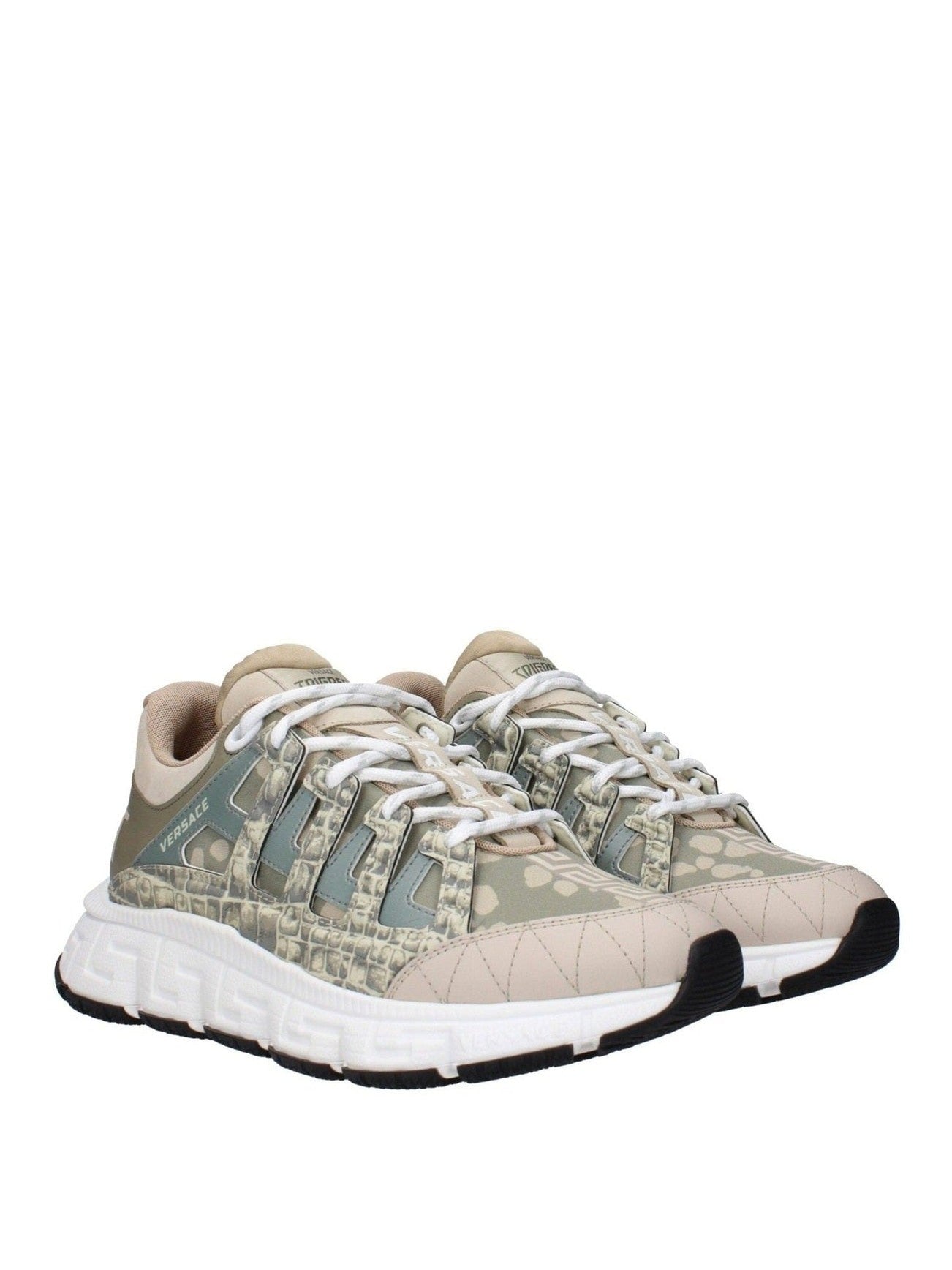 Versace Green Fabric Low Top Sneakers mens luxury fashion - MENS EDIT