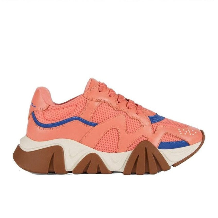 Versace Orange Leather Chunky Sneakers mens luxury fashion - MENS EDIT